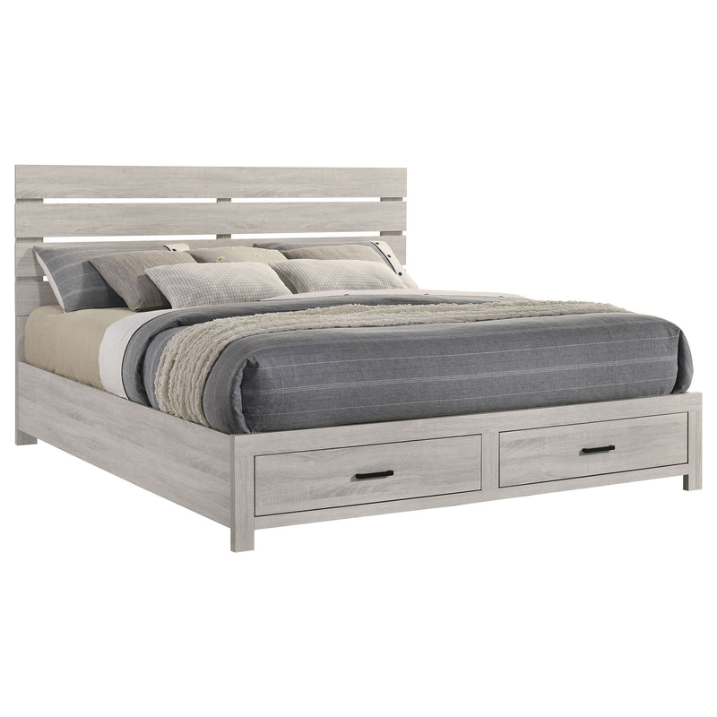 Cama con panel de almacenamiento de madera Brantford