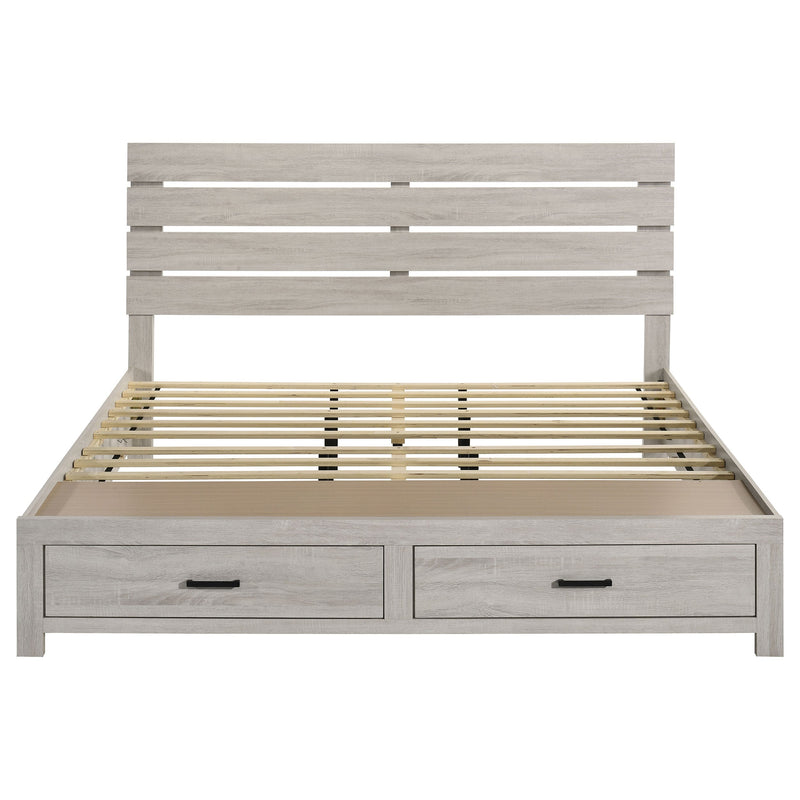 Cama con panel de almacenamiento de madera Brantford