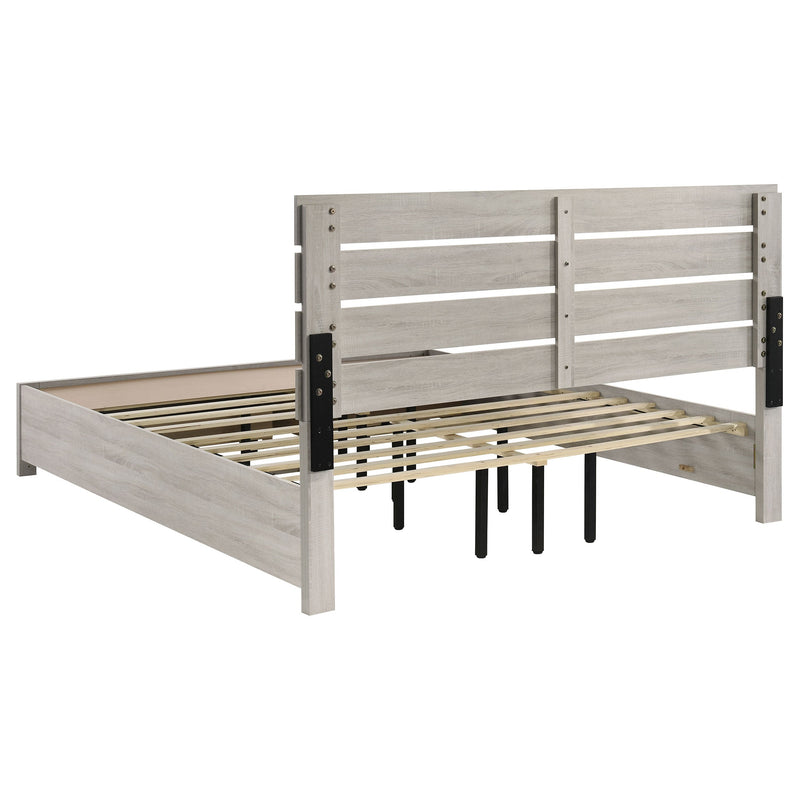 Cama con panel de almacenamiento de madera Brantford