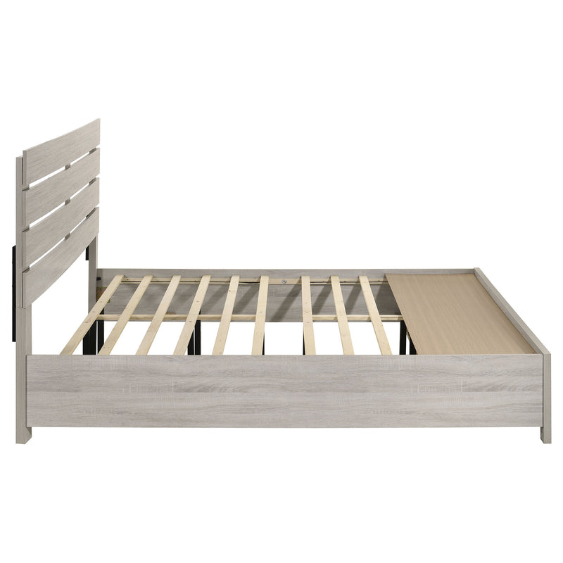 Cama con panel de almacenamiento de madera Brantford