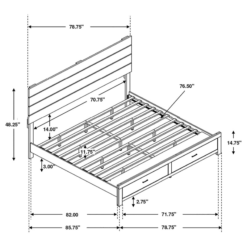 Cama con panel de almacenamiento de madera Brantford