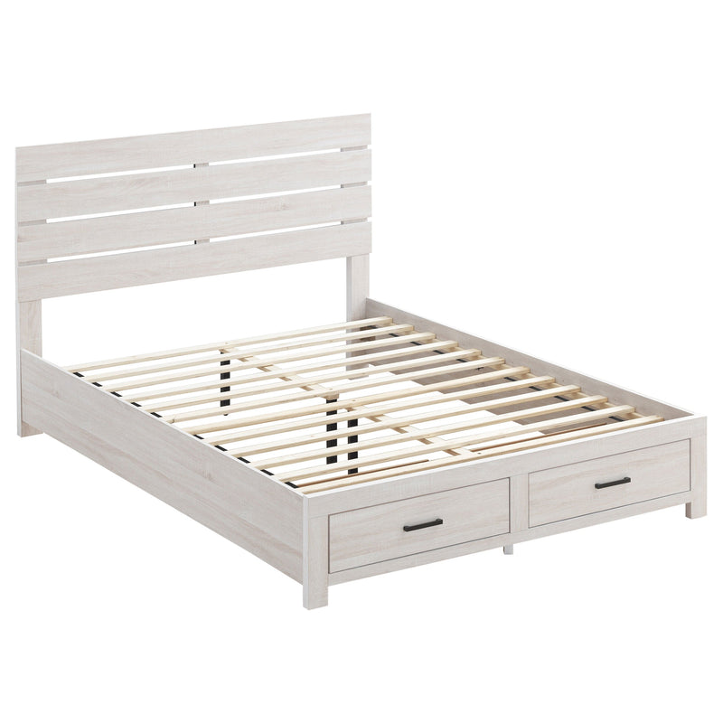 Cama con panel de almacenamiento de madera Brantford