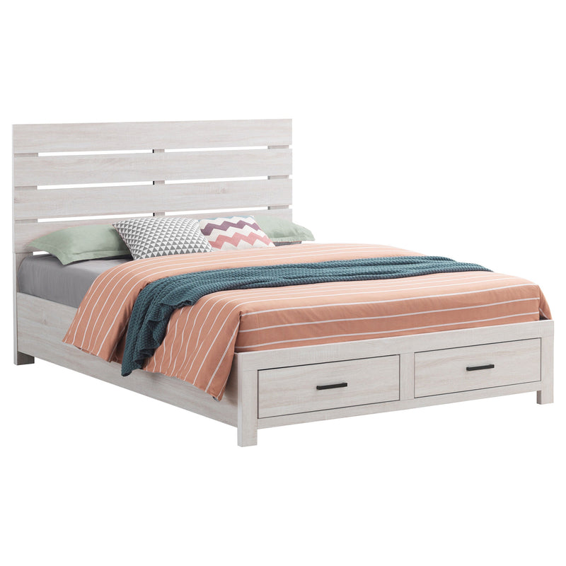 Cama con panel de almacenamiento de madera Brantford