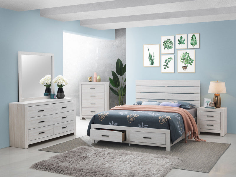 Cama con panel de almacenamiento de madera Brantford