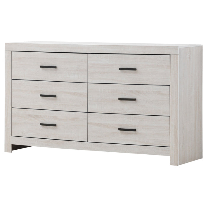 Brantford 6-drawer Dresser with Mirror Coastal White