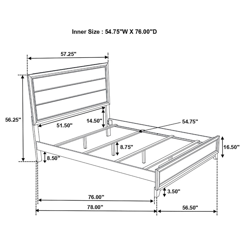 Cama de panel Watson, roble gris