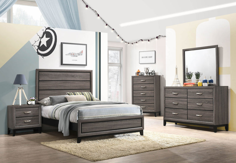 Cama de panel Watson, roble gris