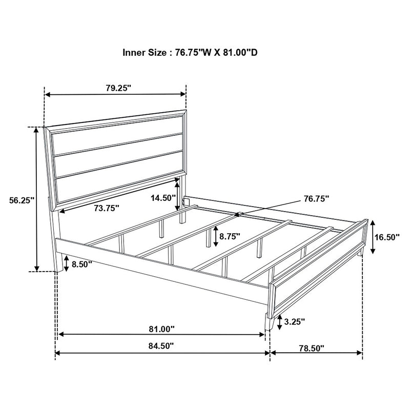 Cama de panel Watson, roble gris