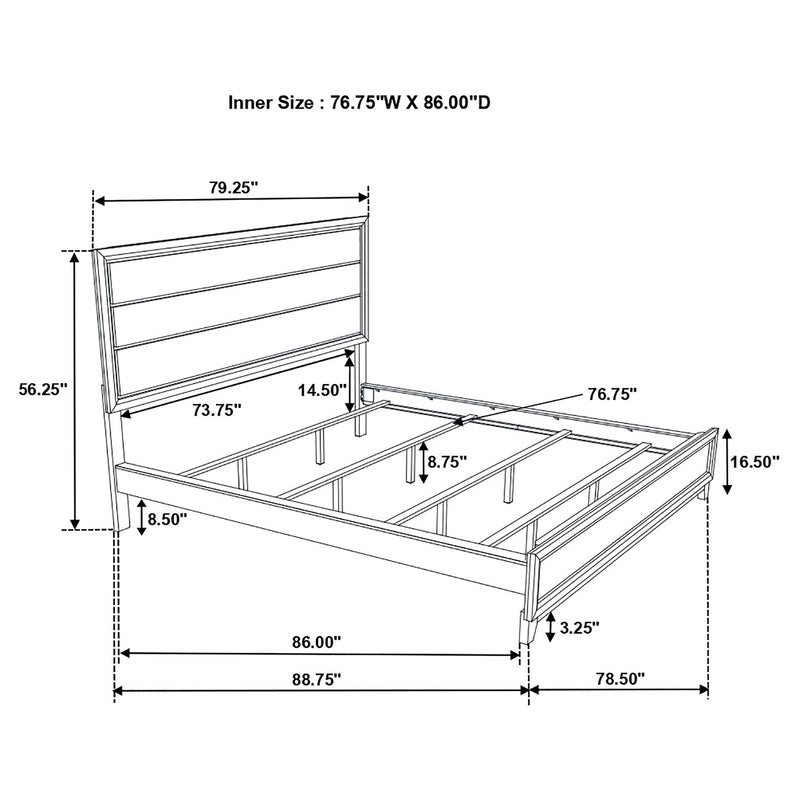 Cama de panel Watson, roble gris