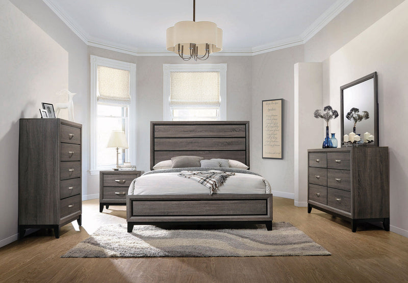 Cama de panel Watson, roble gris