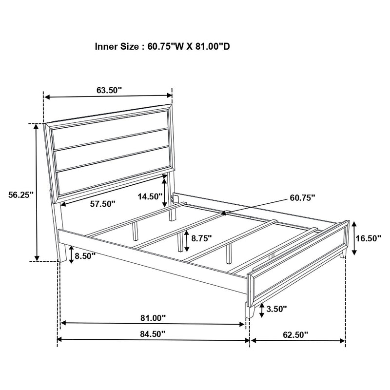 Cama de panel Watson, roble gris