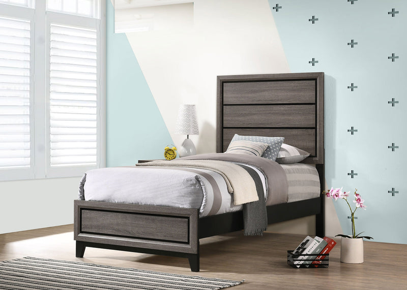 Cama de panel Watson, roble gris