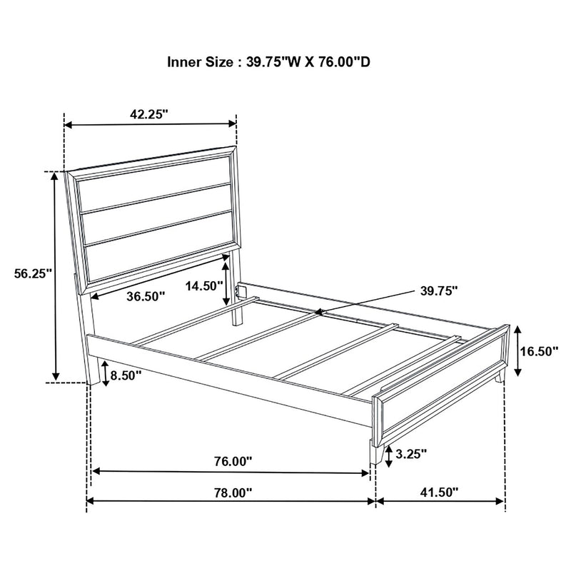 Cama de panel Watson, roble gris