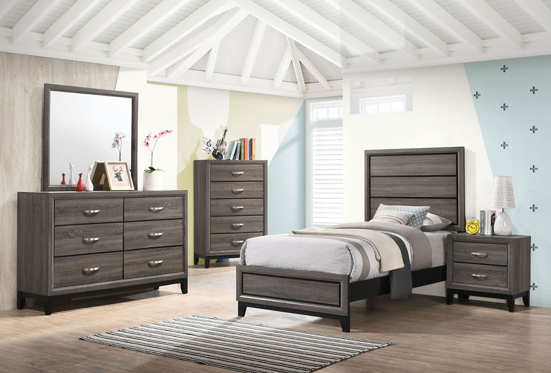 Cama de panel Watson, roble gris