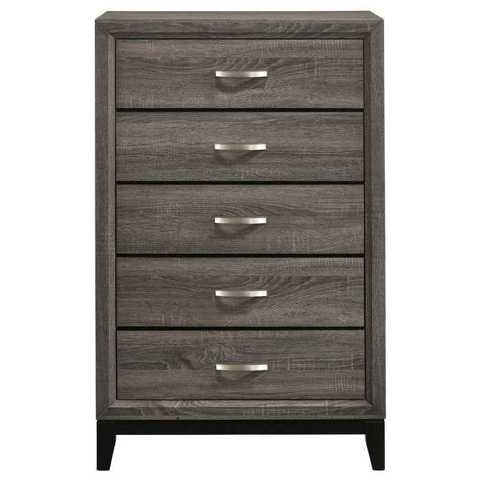 Watson 5-drawer Chest Grey Oak and Black