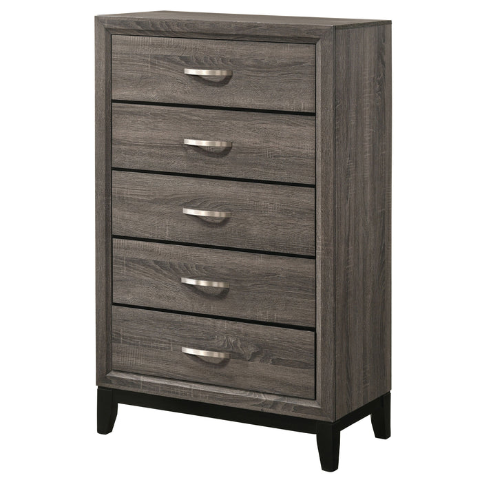 Watson 5-drawer Chest Grey Oak and Black