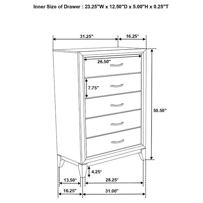 Watson 5-drawer Chest Grey Oak and Black