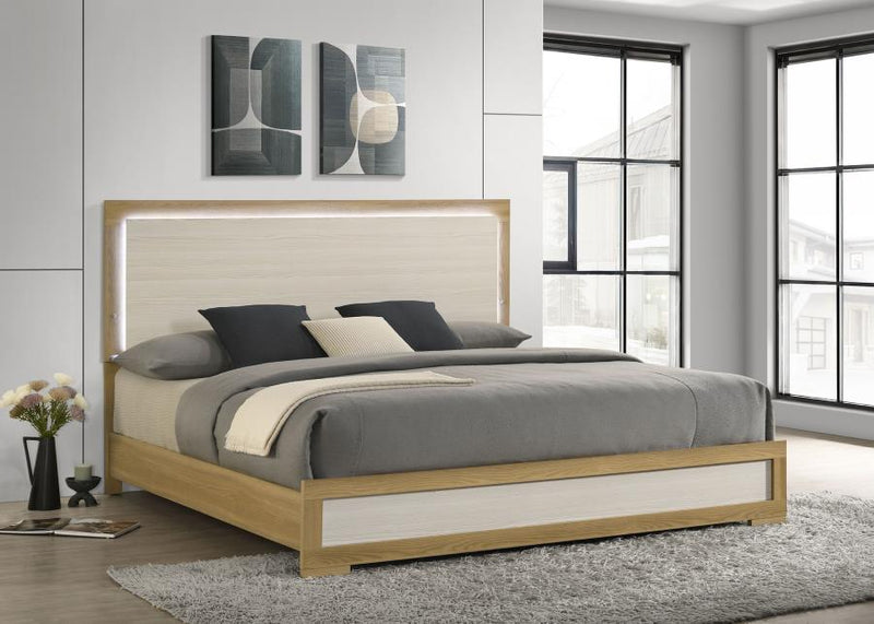 Cama de panel LED Hyland Wood natural y