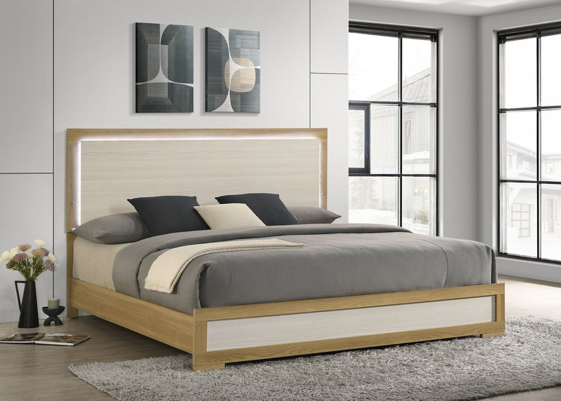 Cama de panel LED Hyland Wood natural y
