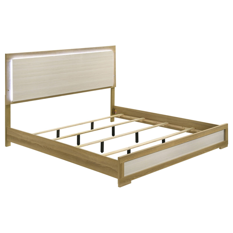 Cama de panel LED Hyland Wood natural y