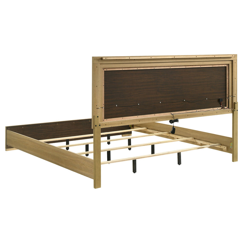 Cama de panel LED Hyland Wood natural y