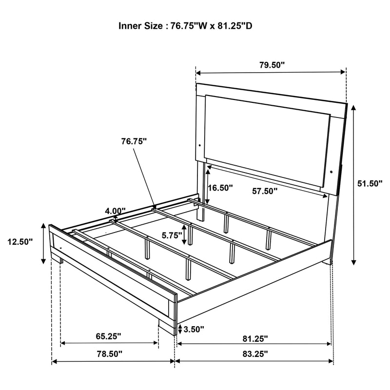 Cama de panel LED Hyland Wood natural y