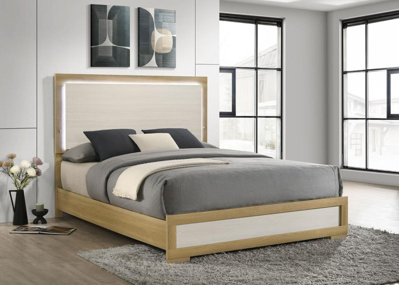 Cama de panel LED Hyland Wood natural y