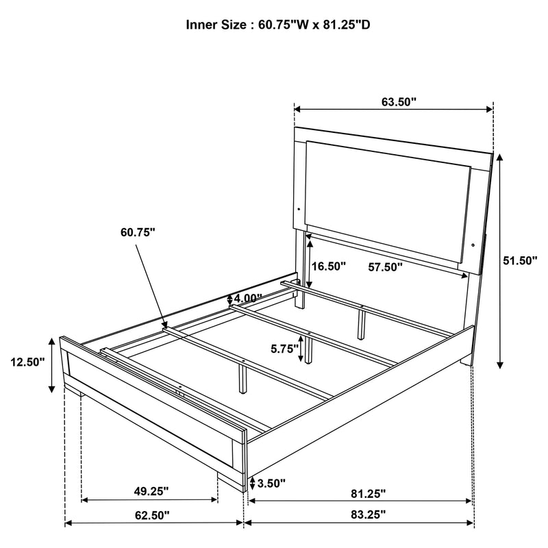 Cama de panel LED Hyland Wood natural y