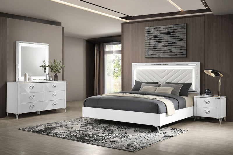 Juego de Dormitorio Cassia LED de Alto Brillo