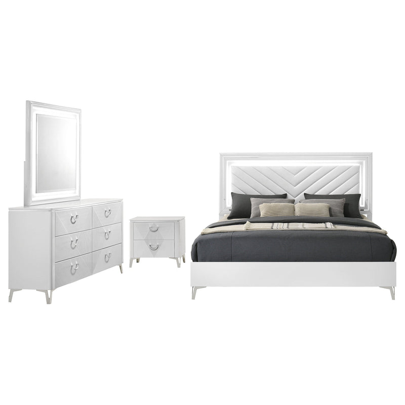 Juego de Dormitorio Cassia LED de Alto Brillo