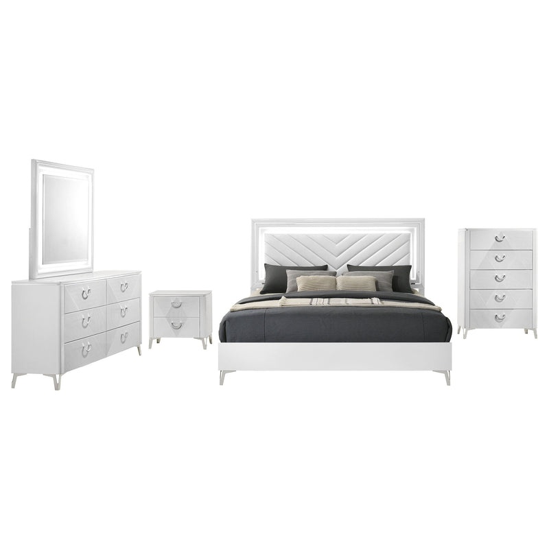 Juego de Dormitorio Cassia LED de Alto Brillo