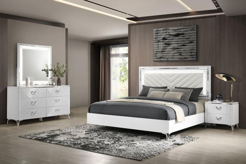 Juego de Dormitorio Cassia LED de Alto Brillo