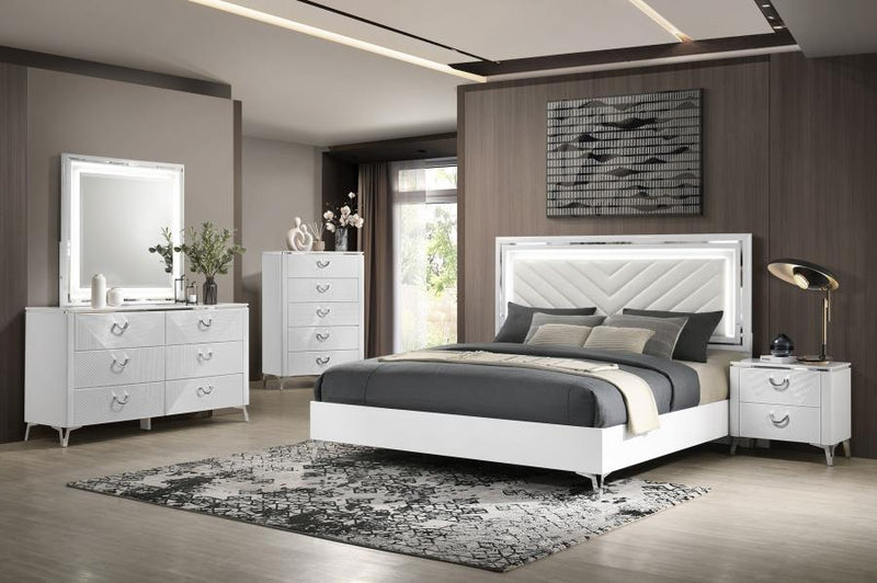 Juego de Dormitorio Cassia LED de Alto Brillo