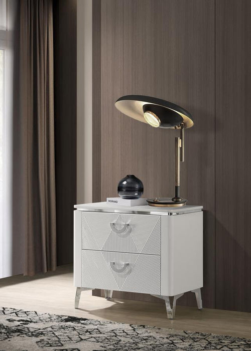 Cassia 2-drawer Nightstand Bedside Table White High Gloss