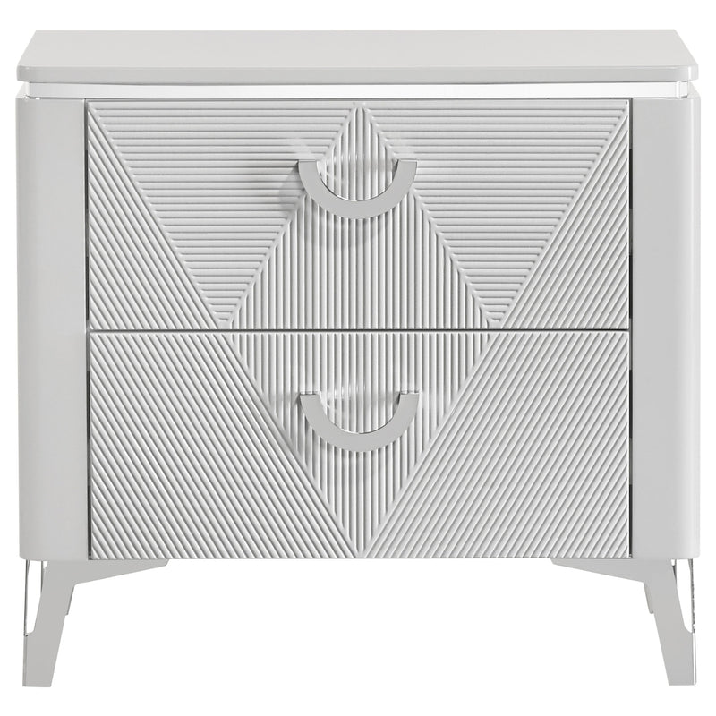 Cassia 2-drawer Nightstand Bedside Table White High Gloss
