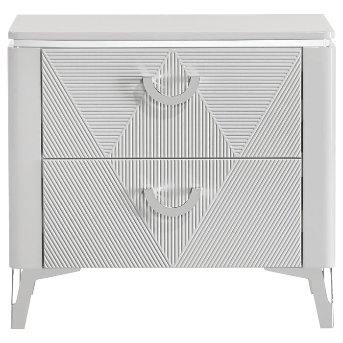Cassia 2-drawer Nightstand Bedside Table White High Gloss