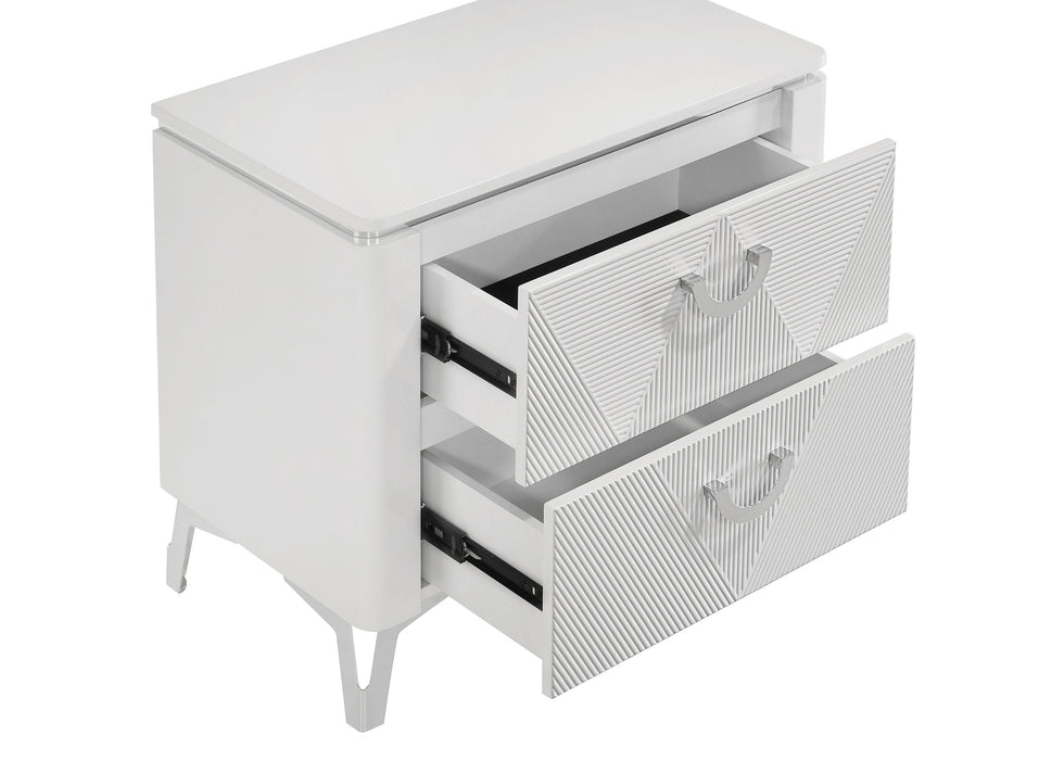 Cassia 2-drawer Nightstand Bedside Table White High Gloss