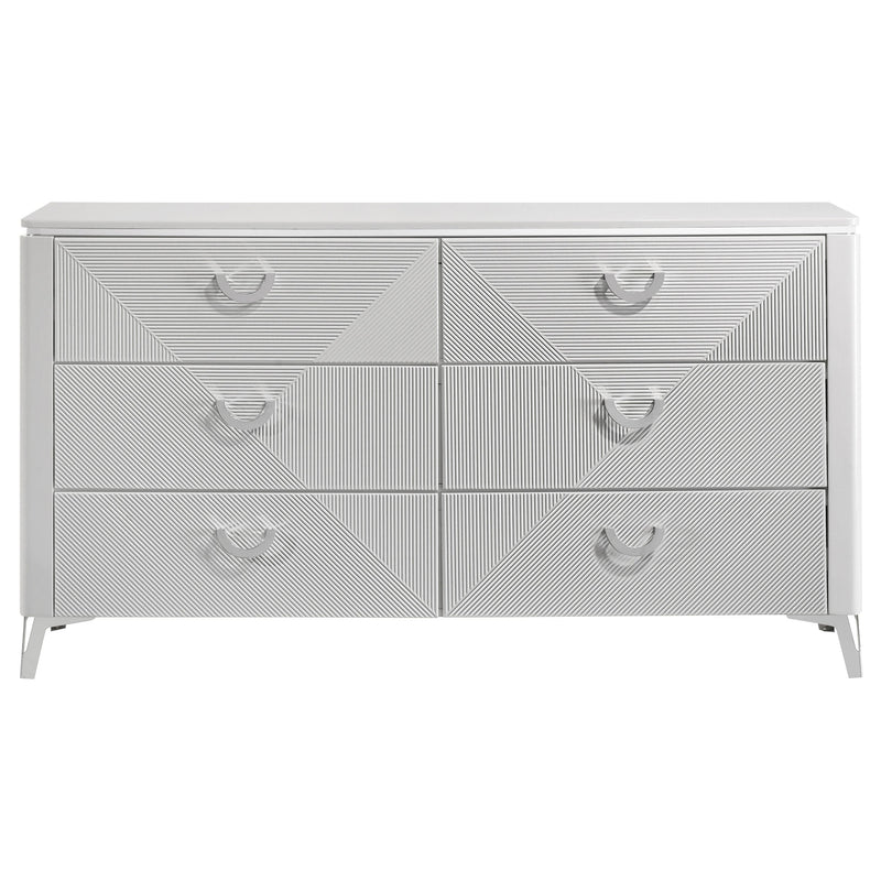 Cassia Cómoda de 6 cajones para dormitorio, color blanco brillante