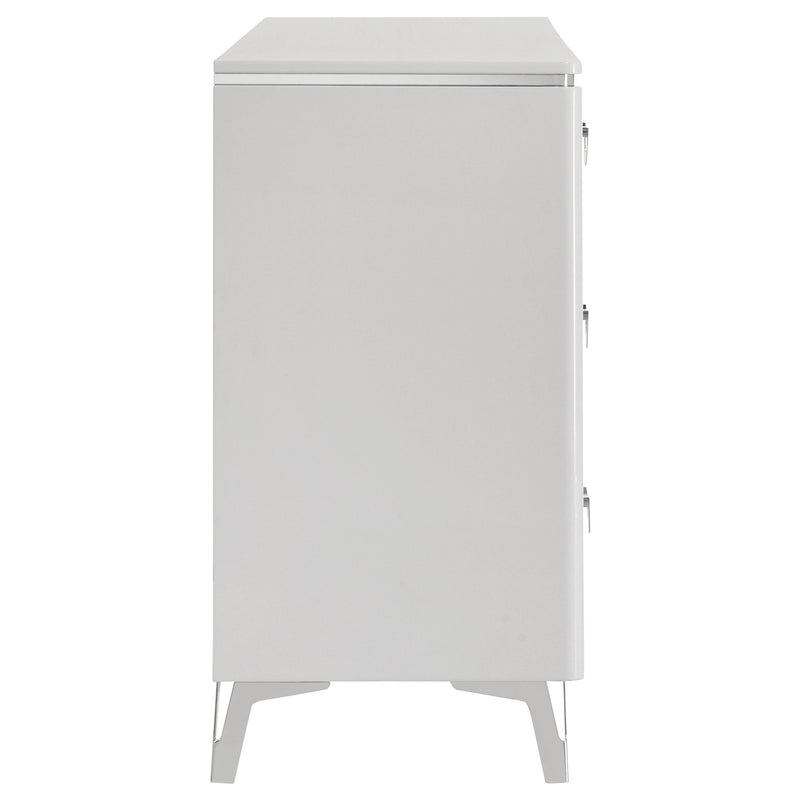 Cassia Cómoda de 6 cajones para dormitorio, color blanco brillante