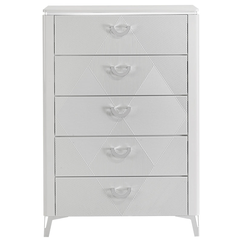 Cassia 5-drawer Bedroom Chest of Drawers White High Gloss