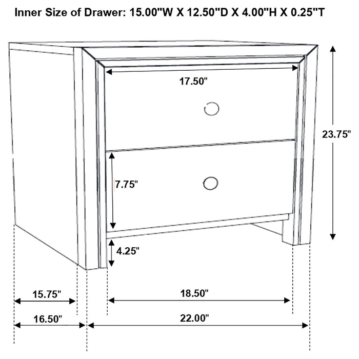 Serenity 2-drawer Nightstand Mod Grey