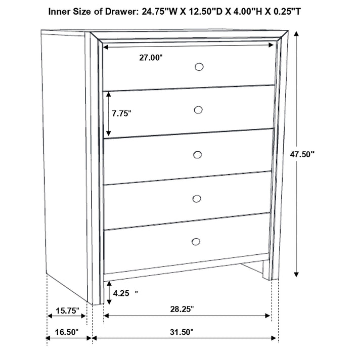 Serenity 5-drawer Chest Mod Grey