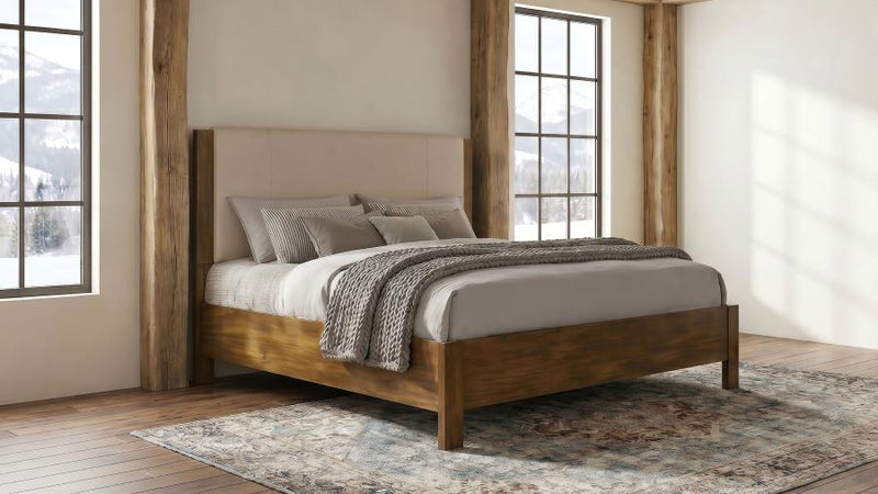 Adderley Wood Panel Bed Cream and Warm Brown