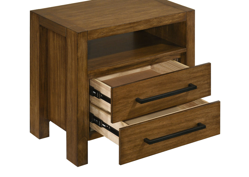 Mesa de noche/mesita de noche Adderley de 2 cajones, marrón cálido