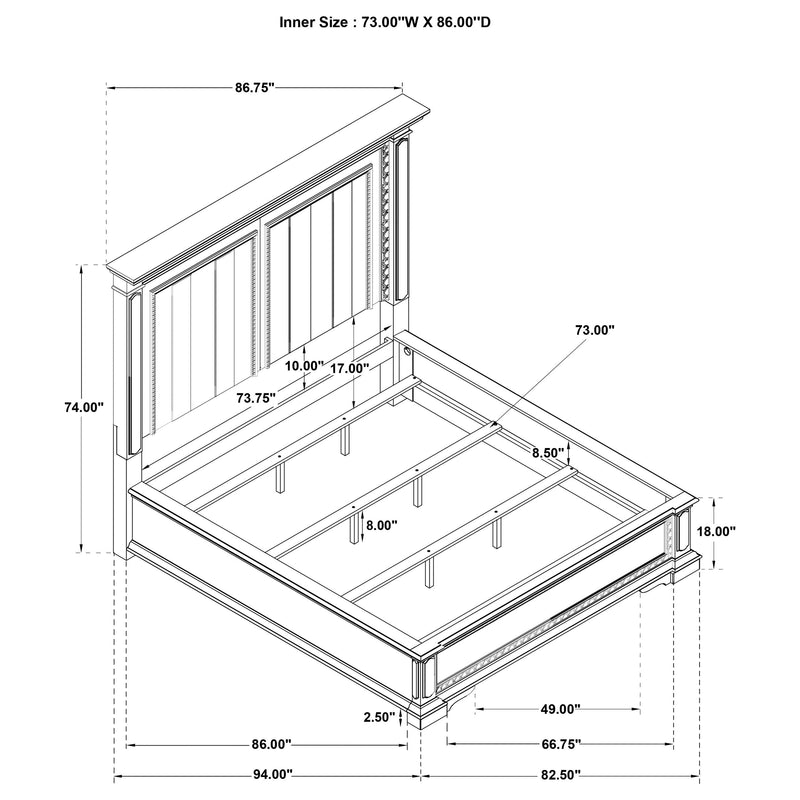 McKinney LED Light Panel Bed Vintage
