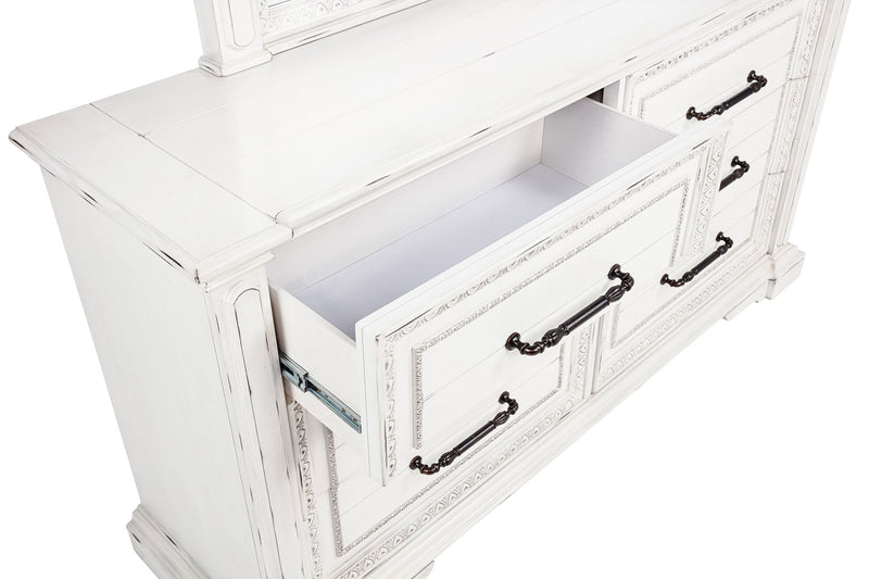 Cómoda de 6 cajones McKinney, mueble de dormitorio, blanco vintage