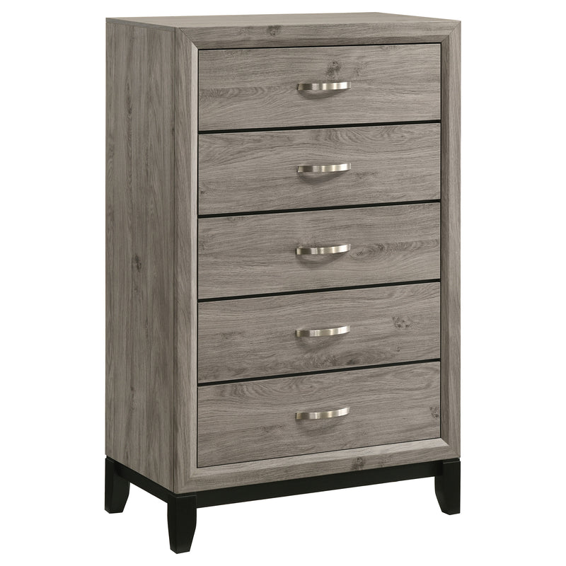 Cómoda de dormitorio Watson de 5 cajones, color gris topo claro