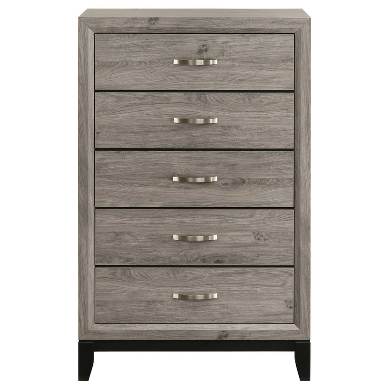 Cómoda de dormitorio Watson de 5 cajones, color gris topo claro