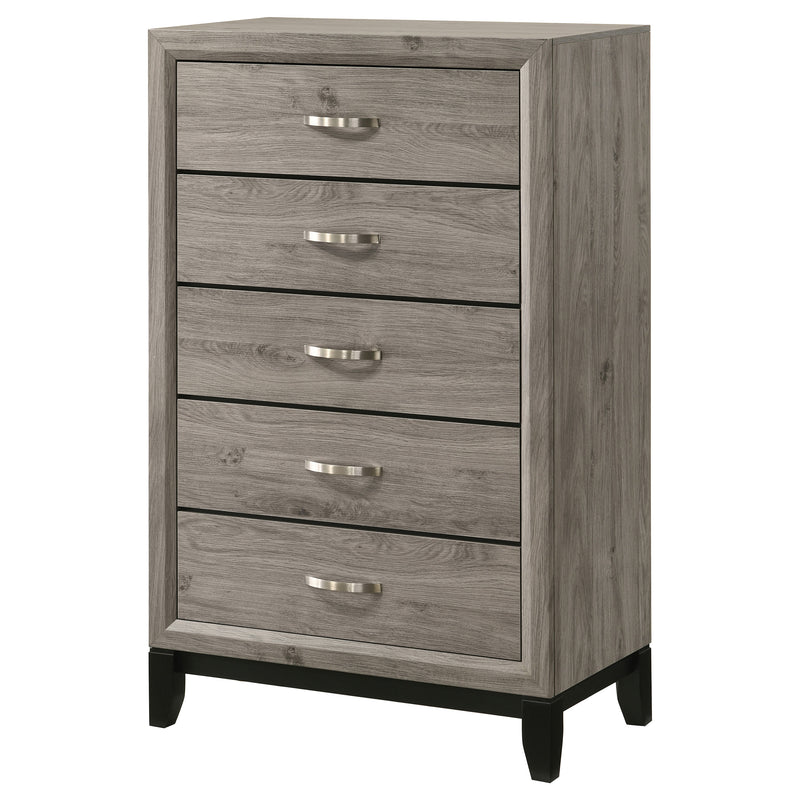 Cómoda de dormitorio Watson de 5 cajones, color gris topo claro