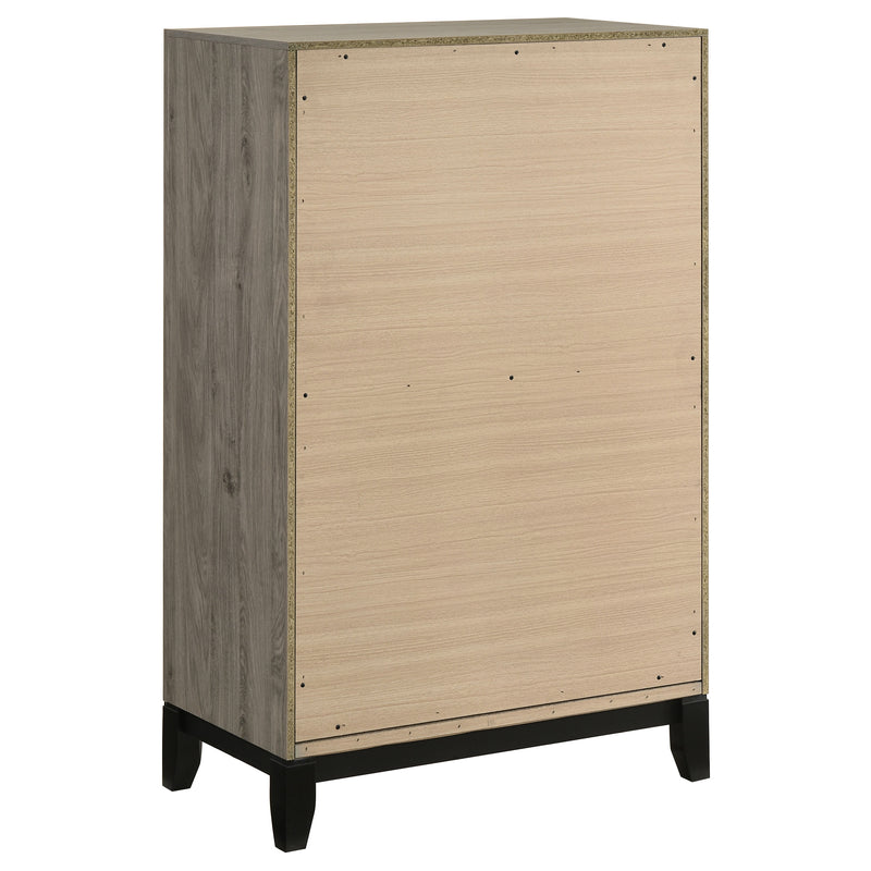 Cómoda de dormitorio Watson de 5 cajones, color gris topo claro